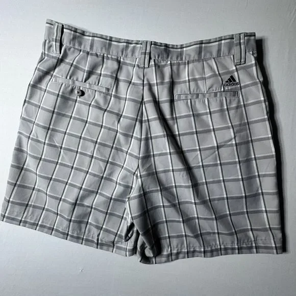 Adidas Shorts Mens 36 Gray Plaid Golf Preppy - Picture 7 of 16